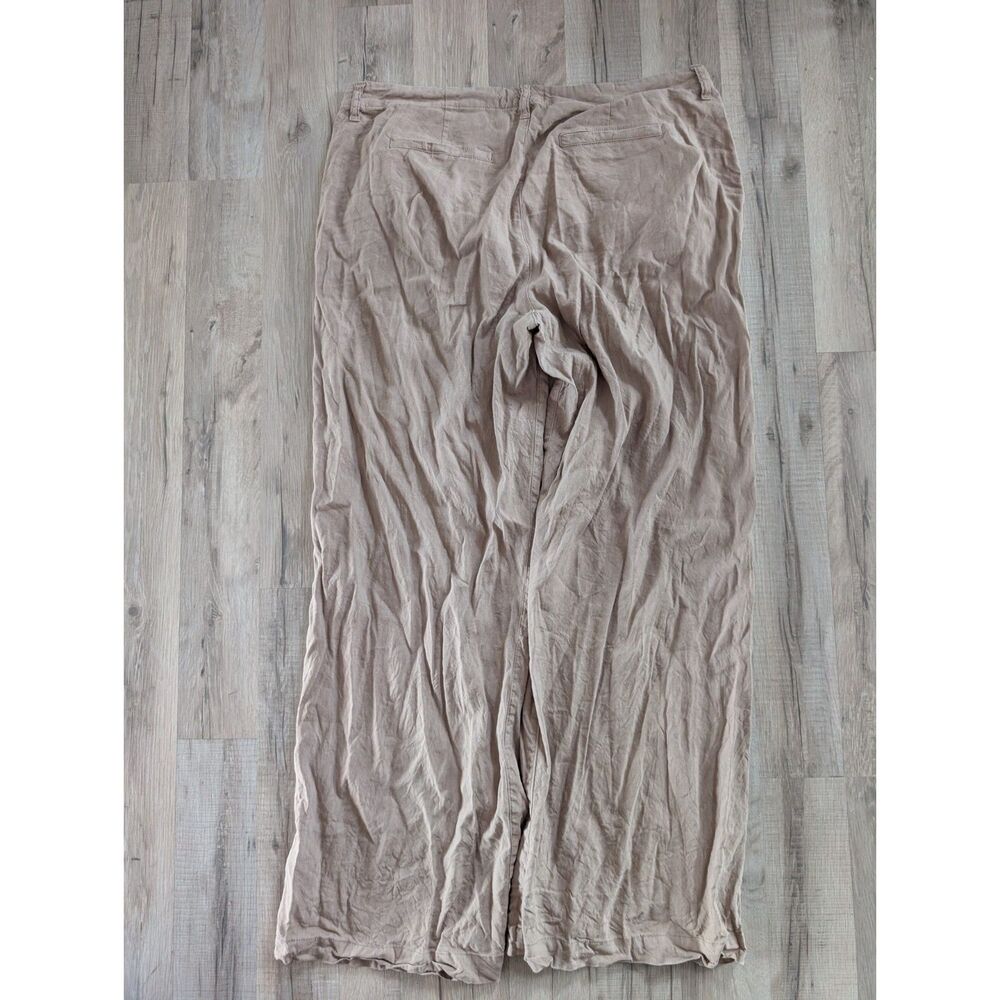 Kut From The Kloth Meg Linen Wide Leg Trouser Khaki Tan, Size 16 (C1) - Picture 3 of 6